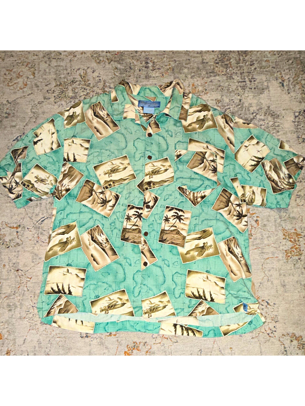 Bermuda Bay Men's Woven Silk Tropical Graphic Short Sleeve Button-Up XXL A390
